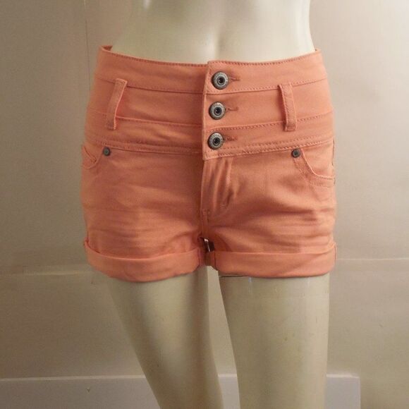 B28...Wet Seal Blue Asphalt Peach Color Shorts Size 7 - Picture 5 of 8